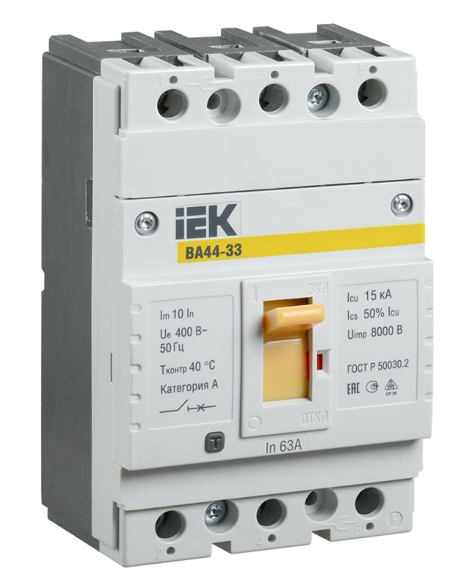 Автоматический выключатель IEK ВА44 33 3Р 63А 15кА