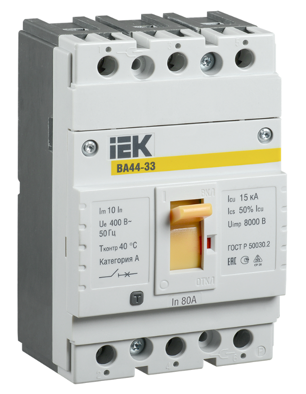 Автоматический выключатель IEK ВА44 33 3Р 80А 15кА