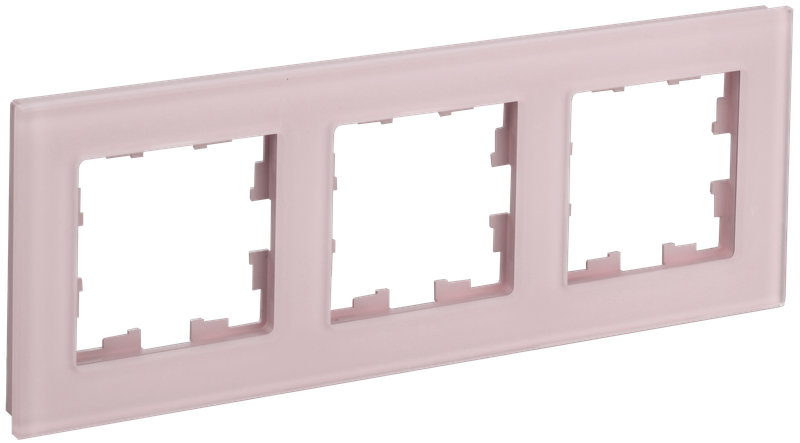 Рамка IEK BRITE DECOR Розовый матовый стекло 3-мест. РУ-3-2-Бр