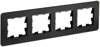 Рамка IEK BRITE DECOR Черный матовый стекло скругл. угол 4-м РУ-4-2-Бр RE