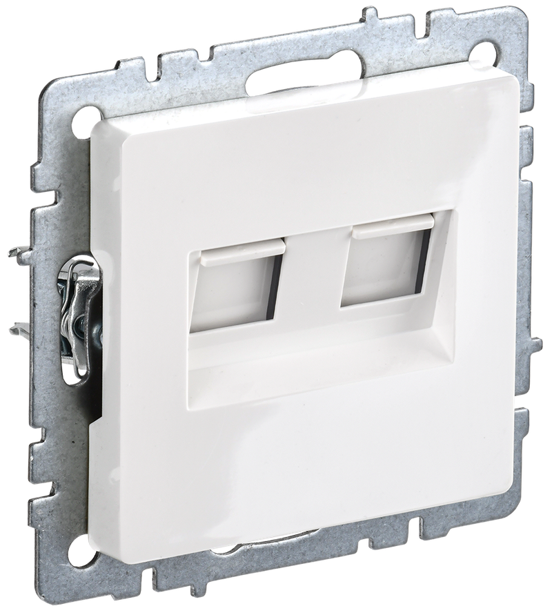 Розетка комп.+комп. IEK BRITE RJ45+RG45 кат.5E белый мех-м РК10-2-БрБ