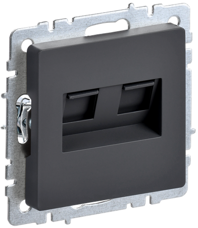 Розетка компьютерная двойная IEK BRITE RJ45 кат.6 РК11-2-БрГ графит