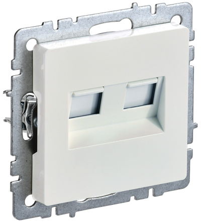 Розетка IEK BRITE двойная RJ11+RJ45 кат.5E РК/Т12-БрЖ жемчуг