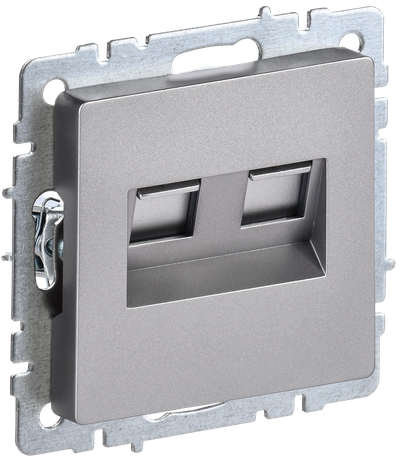 Розетка IEK BRITE двойная RJ11+RJ45 кат.5E РК/Т12-БрС сталь