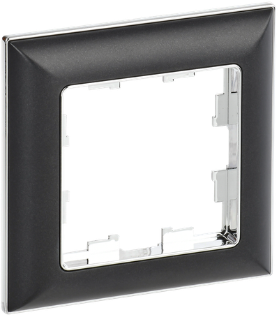 Рамка IEK BRITE DECOR Черный/хром 3D-форма 1-мест. РУ-1-Бр