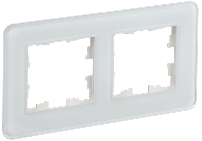 Рамка IEK BRITE DECOR Белый матовый стекло скругл. угол 2-м РУ-2-2-Бр RE