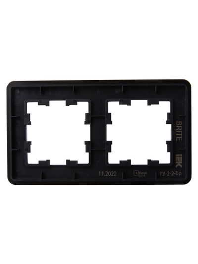 Рамка IEK BRITE DECOR Черный матовый стекло скругл.угол 2-мест. РУ-2-2-Бр RE