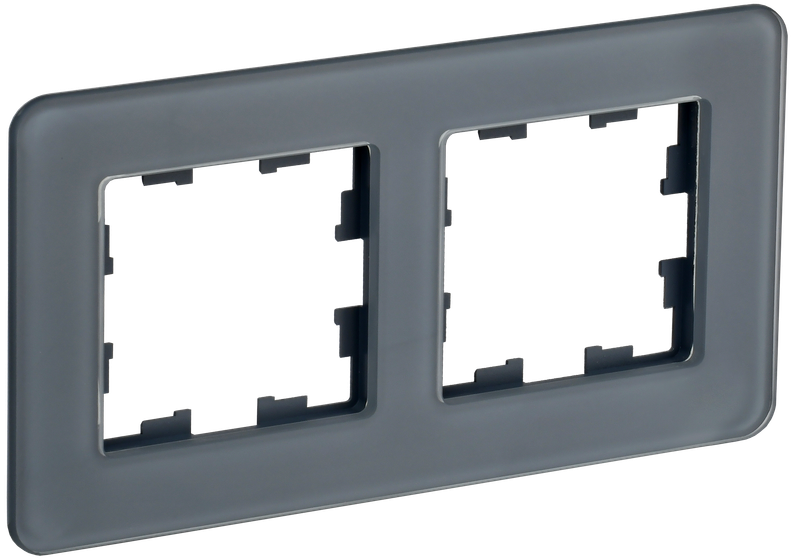 Рамка IEK BRITE DECOR Графит матовый стекло скругл.угол 2-м РУ-2-2-Бр RE