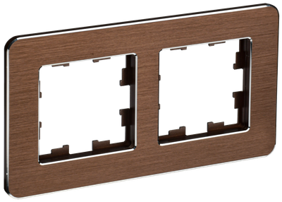 Рамка IEK BRITE DECOR Коричневый металл скругл.угол 2-мест. РУ-2-1-Бр RE AL