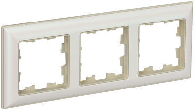 Рамка IEK BRITE DECOR Жемчуг/беж 3D-форма 3-мест. РУ-3-Бр