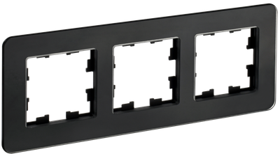 Рамка IEK BRITE DECOR Черный матовый стекло скругл. угол 3-мест. РУ-3-2-Бр RE