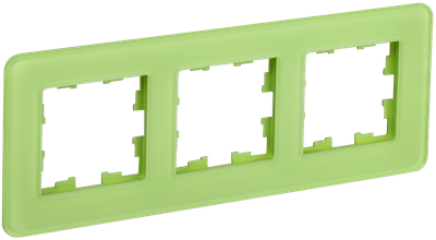 Рамка IEK BRITE DECOR Эко грин матовый стекло скругл. угол 3-мест. РУ-3-2-Бр RE