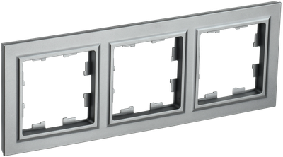 Рамка IEK BRITE 3 поста РУ-3-БрС сталь