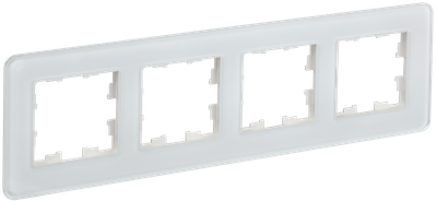 Рамка IEK BRITE DECOR Белый матовый стекло скругл.угол 4-м РУ-4-2-Бр RE