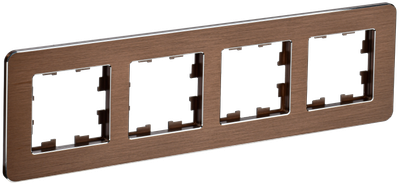 Рамка IEK BRITE DECOR Коричневый металл. скругл.угол 4-мест. РУ-4-1-Бр RE AL