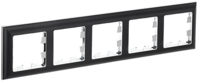 Рамка IEK BRITE DECOR Черный/хром 3D-форма5-м РУ-5-Бр