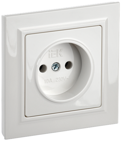 Розетка IEK BRITE СП РСР10-1-0-БрБ 10А в сборе без заземления, без защитной шторок белый