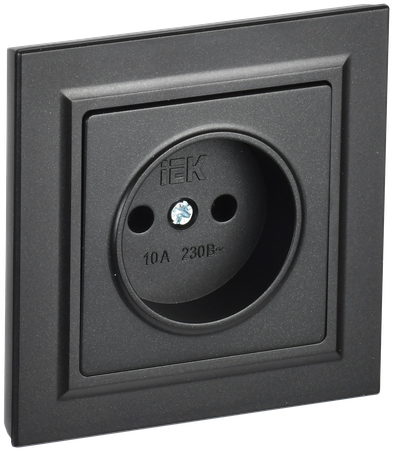 Розетка IEK BRITE СП РСР10-1-0-БрЧ 10А в сборе без заземления без защитной шторки черная