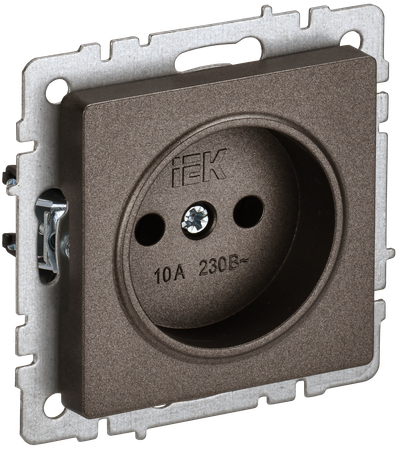 Розетка IEK BRITE без заземления без защитных шторок 10А РС10-1-0-БрТБ темная бронза