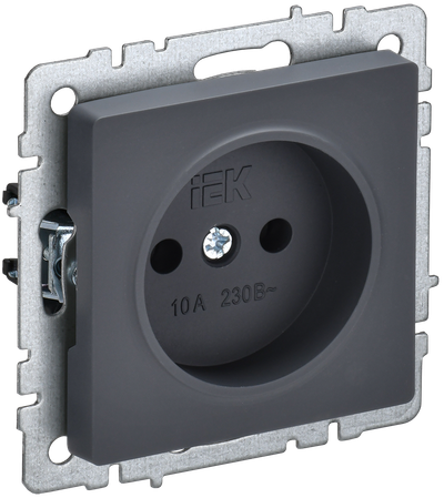 Розетка IEK BRITE без заземления без защитных шторок 10А РС10-1-0-БрГ графит