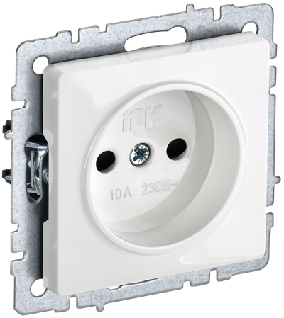 Розетка без заземления с защитными шторками IEK BRITE 10А РСш10-2-БрБ белый