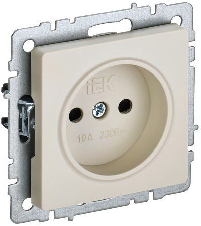 Розетка без заземления с защитными шторками IEK BRITE 10А РСш10-2-БрКр бежевый