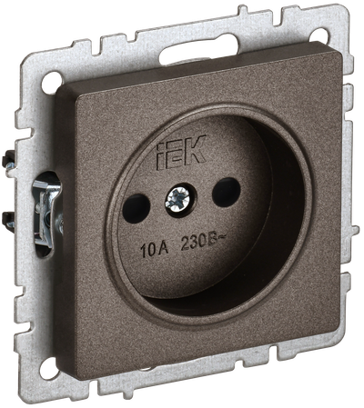 Розетка без заземления с защитными шторками IEK BRITE 10А РСш10-2-БрТБ бронза