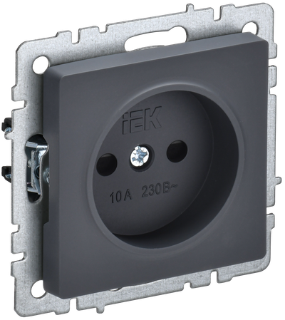 Розетка без заземления с защитными шторками IEK BRITE 10А РСш10-2-БрГ графит