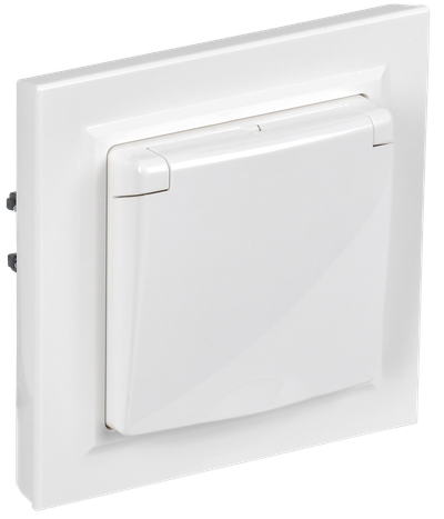 Розетка IEK BRITE 1-местная с заземлением с защитными шторками и крышкой 16А IP44 в сборе РСбш10-3-44-БрБ белый