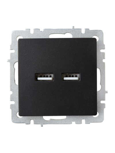 Розетка IEK BRITE USB A+A 3,1А РЮ10-1-БрЧ черный