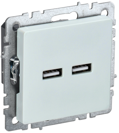 Розетка IEK BRITE USB A+A 5В 3,1А РЮ10-1-БрЖ жемчуг