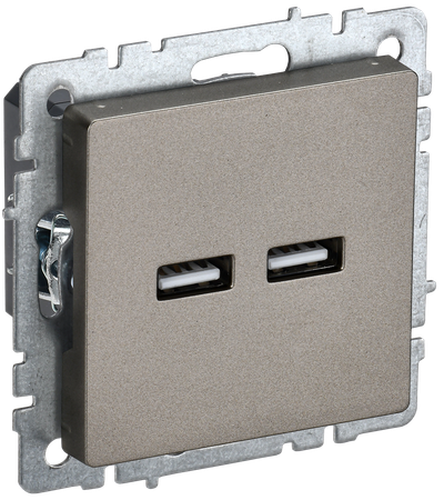 Розетка IEK BRITE USB A+A 5В 3,1А РЮ10-1-БрШ шампань