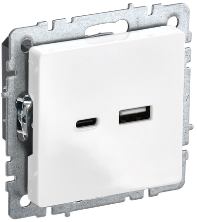 Розетка IEK BRITE USB A+C 18Вт РЮ11-1-БрБ белый