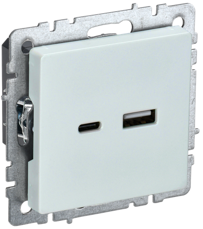 Розетка IEK BRITE USB A+C 18Вт РЮ11-1-БрЖ жемчуг
