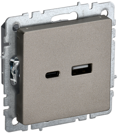 Розетка IEK BRITE USB A+C 18Вт РЮ11-1-БрШ шампань