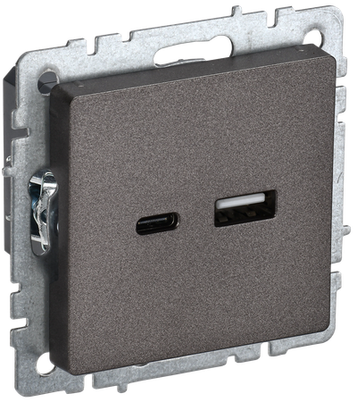 Розетка IEK BRITE USB A+C 18Вт РЮ11-1-БрТБ темная бронза