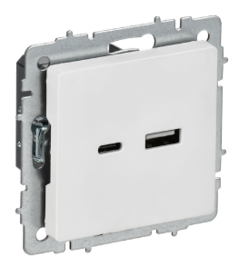 Роз. IEK BRITE USB A+C 18Вт РЮ11-1-БрАБ а/б