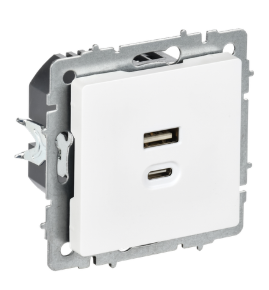 Роз. IEK BRITE USB A+C 45Вт высокоск. зар. РЮ11-2-БрАБ а/б I
