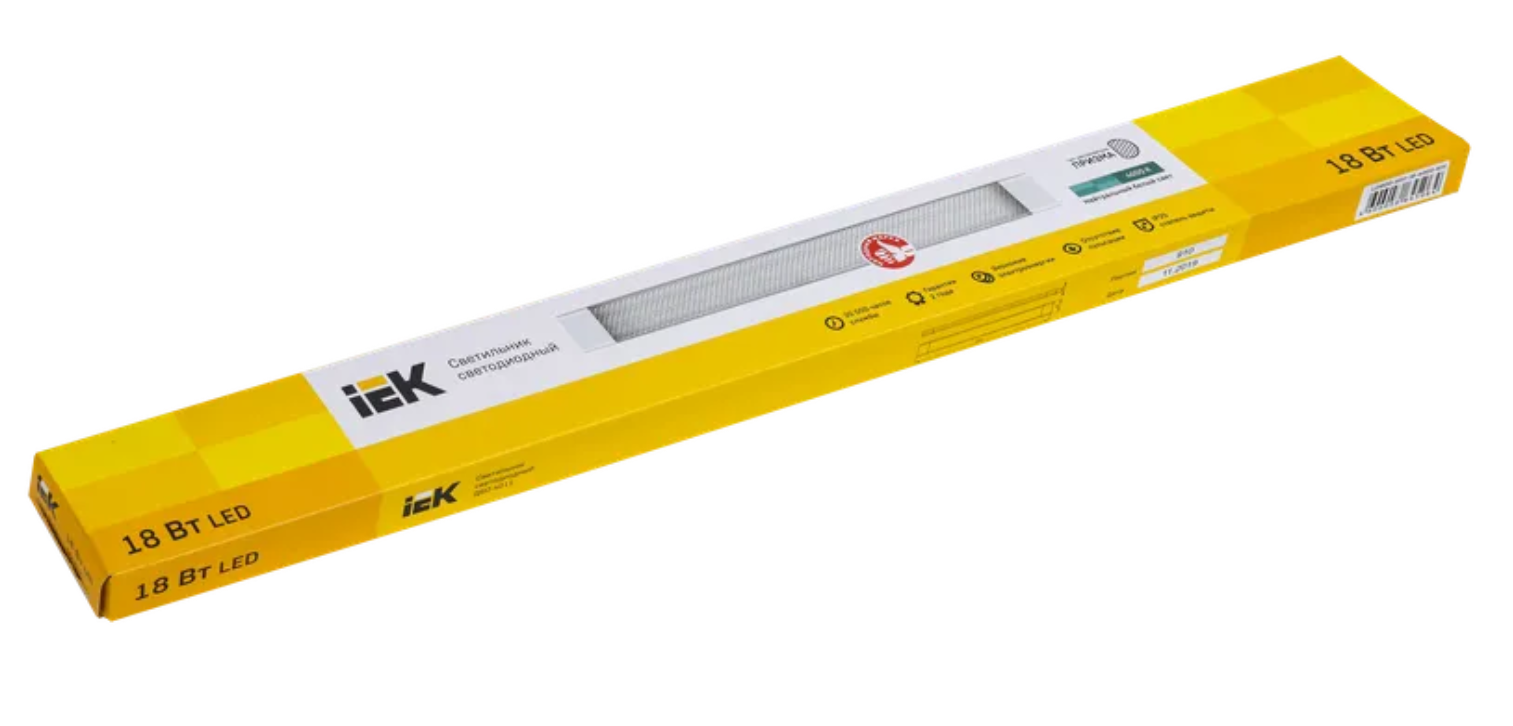 Светильник светодиодный ДБО 4011 18Вт 4000К IP20 600мм призма IEK LDBO0-4011-18-4000-K01 заказать со складов по всей России