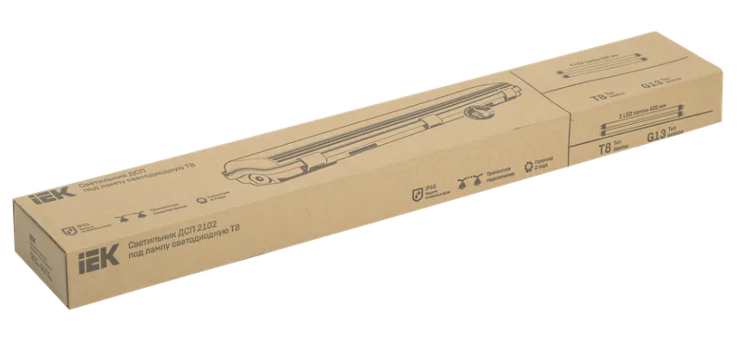 Светильник ДСП 2102 под LED лампу 2хT8 600мм IP65 IEK LDSP0-2101-2X060-K01 заказать со складов по всей России