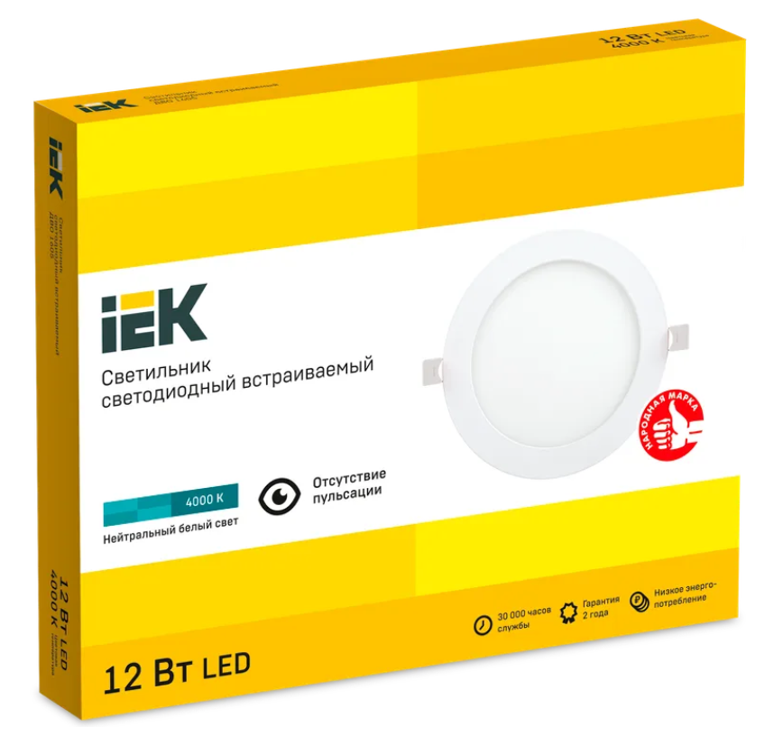 Светильник светодиодный ДВО 1605 12Вт 4000К IP20 круг бел. IEK LDVO0-1605-1-12-K02 заказать со складов по всей России