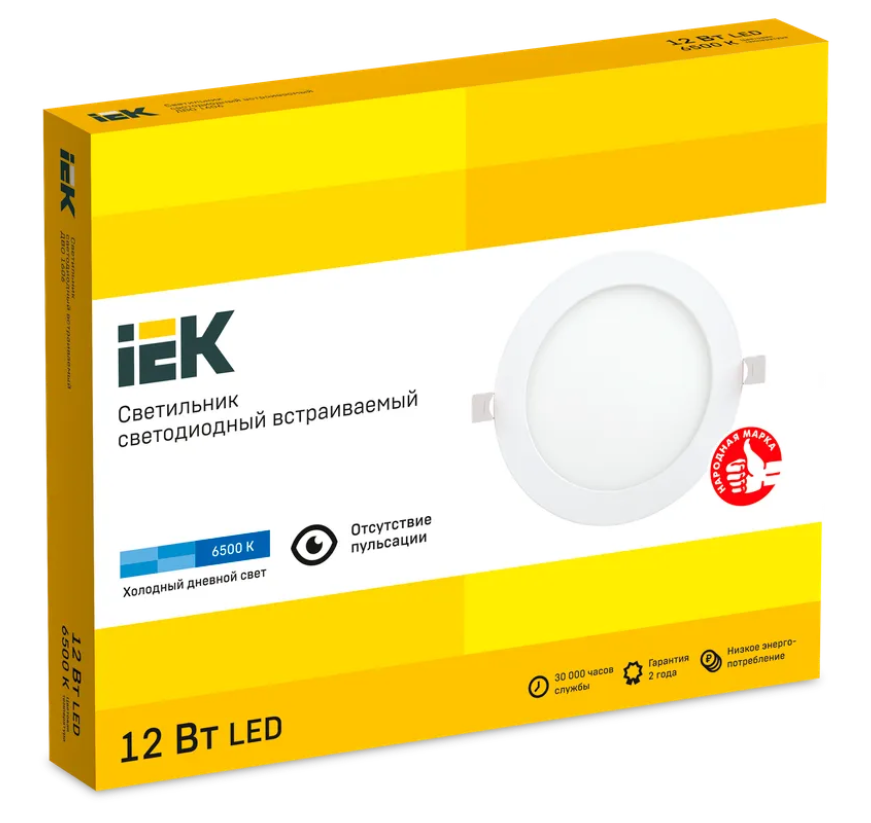 Светильник светодиодный ДВО 1606 12Вт 6500К IP20 круг бел. IEK LDVO0-1606-1-12-6500-K01 заказать со складов по всей России