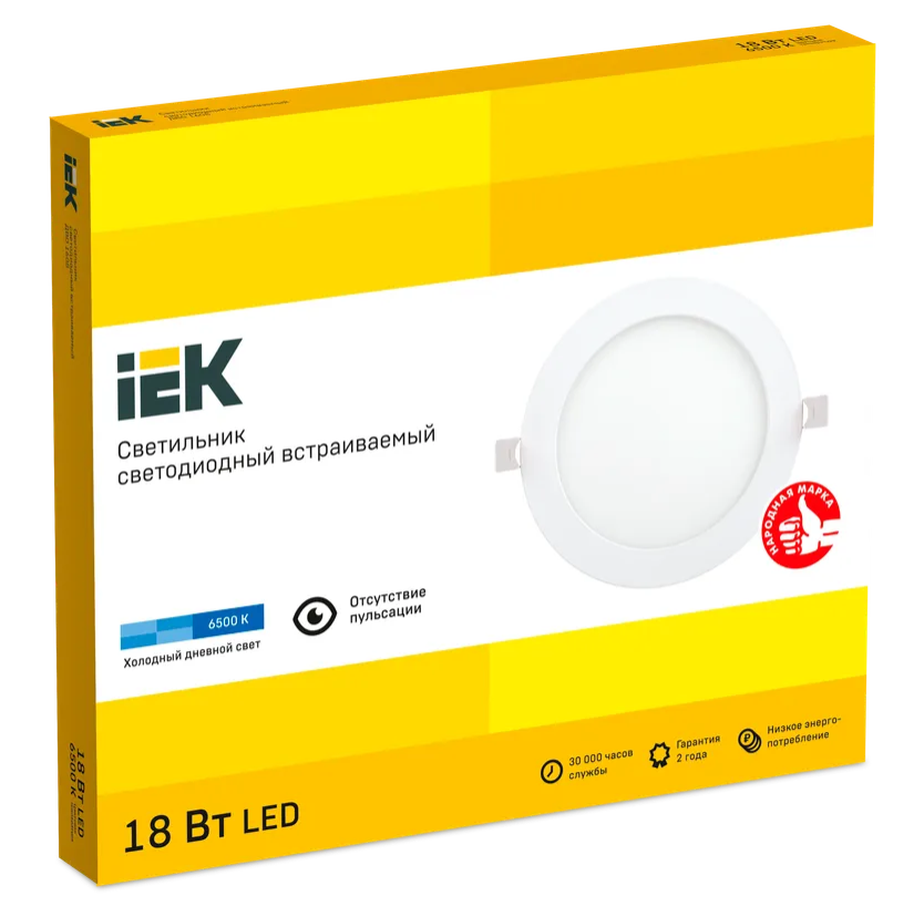 Светильник светодиодный ДВО 1608 18Вт 6500К IP20 круг бел. IEK LDVO0-1608-1-18-6500-K01 заказать со складов по всей России