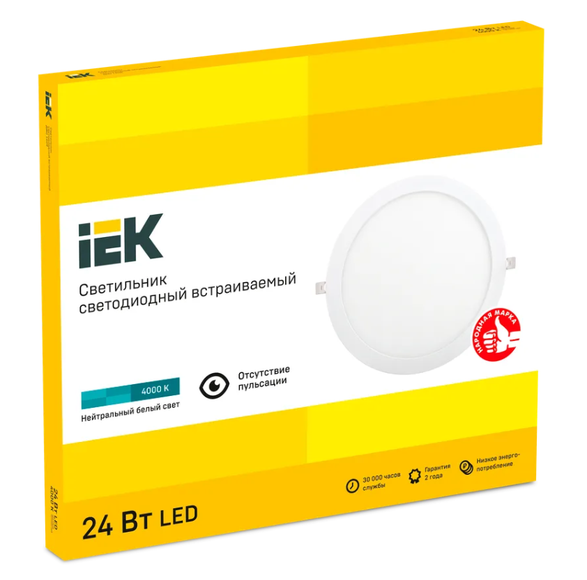 Светильник светодиодный ДВО 1609 24Вт 4000К IP20 круг бел. IEK LDVO0-1609-1-24-4000-K01 заказать со складов по всей России