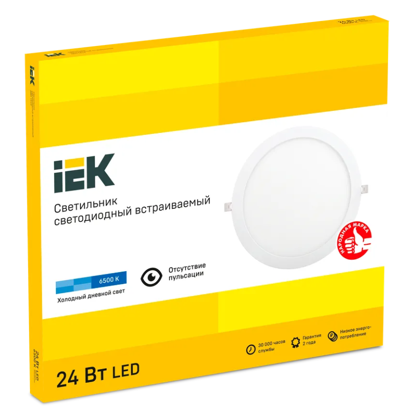 Светильник светодиодный ДВО 1610 24Вт 6500К IP20 круг бел. IEK LDVO0-1610-1-24-6500-K01 заказать со складов по всей России