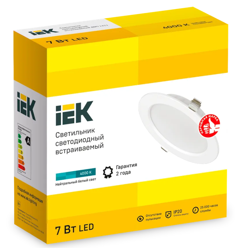 Светильник светодиодный ДВО 1611 7Вт 4000К IP20 круг бел. IEK LDVO0-1611-07-4000-K01 заказать со складов по всей России