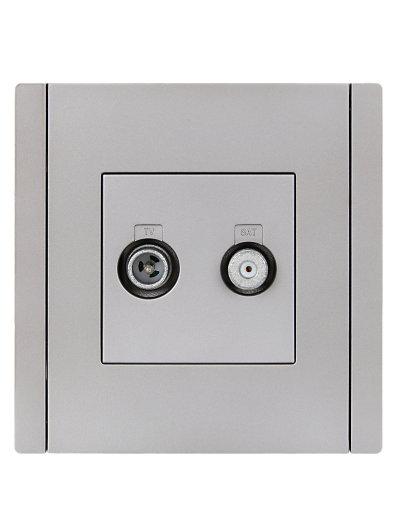 Розетка двойная TV+SAT FORTE&PIANO FP538 сталь FP-AF20-O-K46 IEK