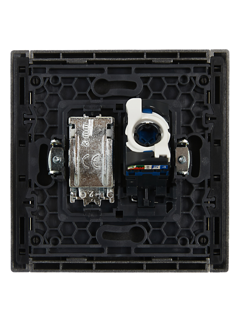 Розетка двойная TV+RJ45 кат.6 FORTE&PIANO FP537 сталь FP-AK20-2-K46 IEK купить по цене 2830 руб.