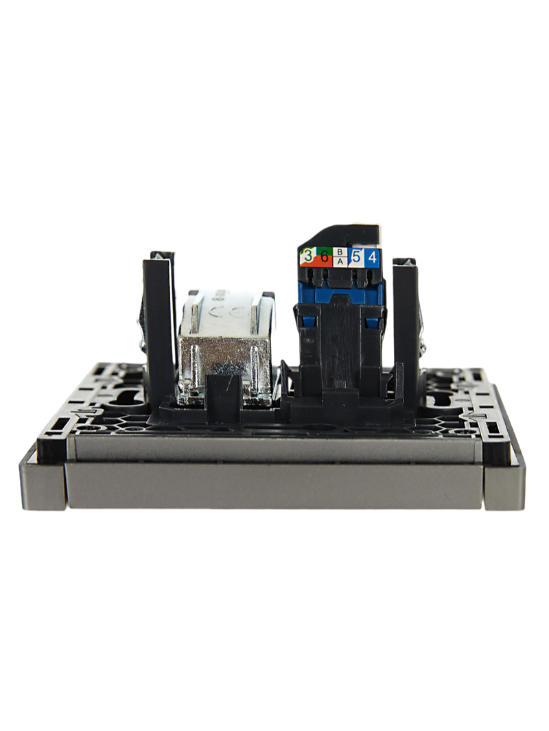 Розетка двойная TV+RJ45 кат.6 FORTE&PIANO FP537 сталь FP-AK20-2-K46 IEK купить с ближайшего склада