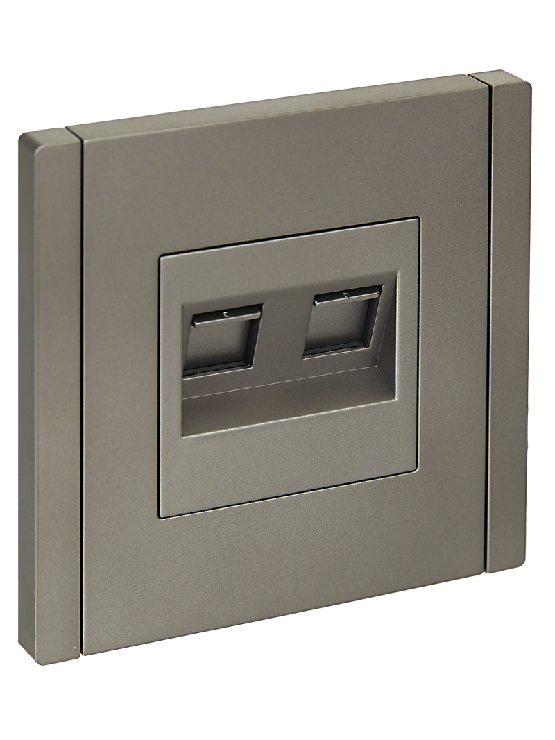 Розетка компьютерная двойная IEK FORTE&PIANO RJ45 кат.5E FP533 сталь